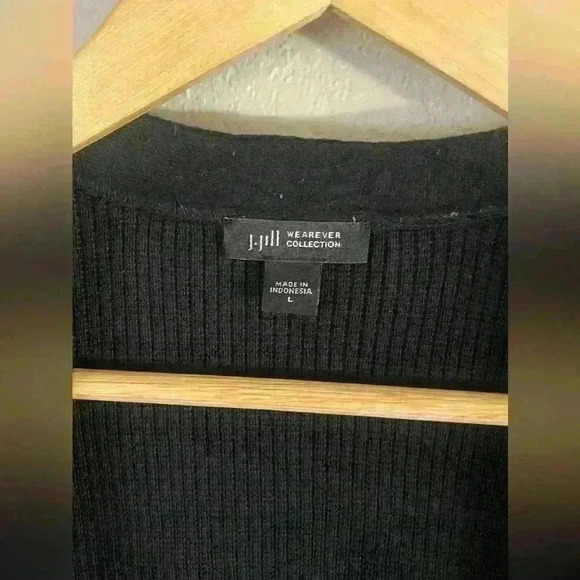 J. Jill Wearever Collection Black Long Sleeve Cardigan Pockets Women's Large - Picture 4 of 7
